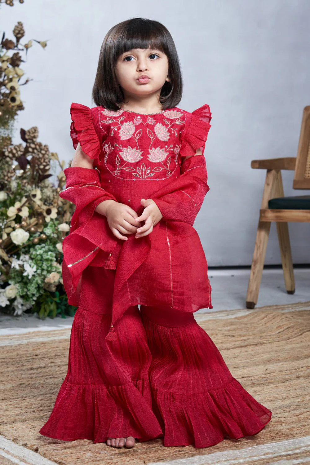 RED LOTUS SHARARA SET