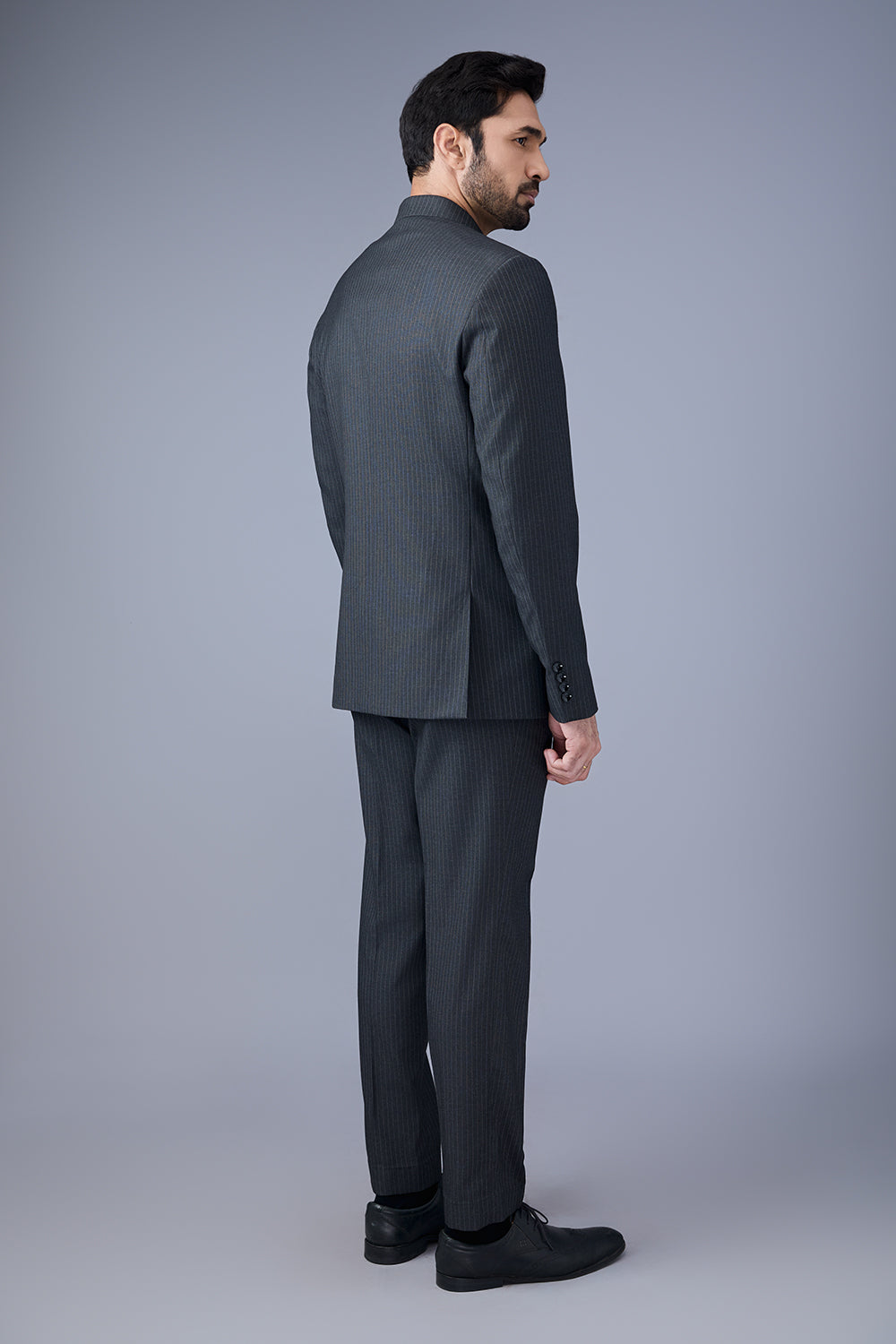 Drak Grey Stripped Bandhgala