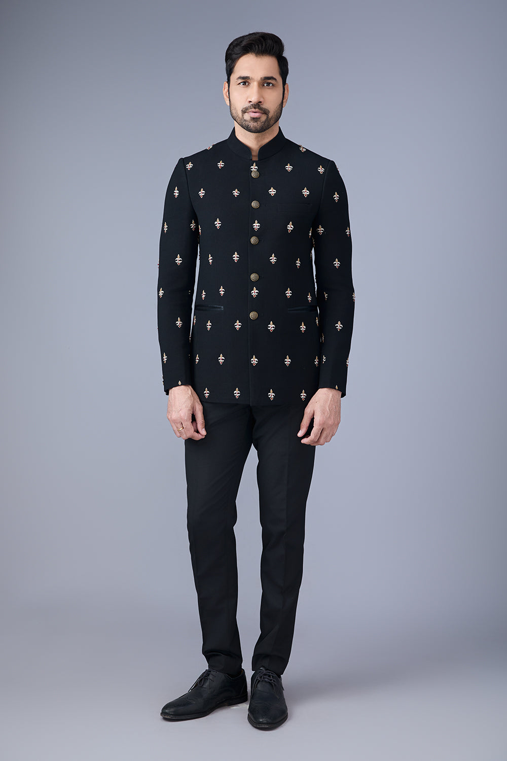 Black Embroidered Bandhgala