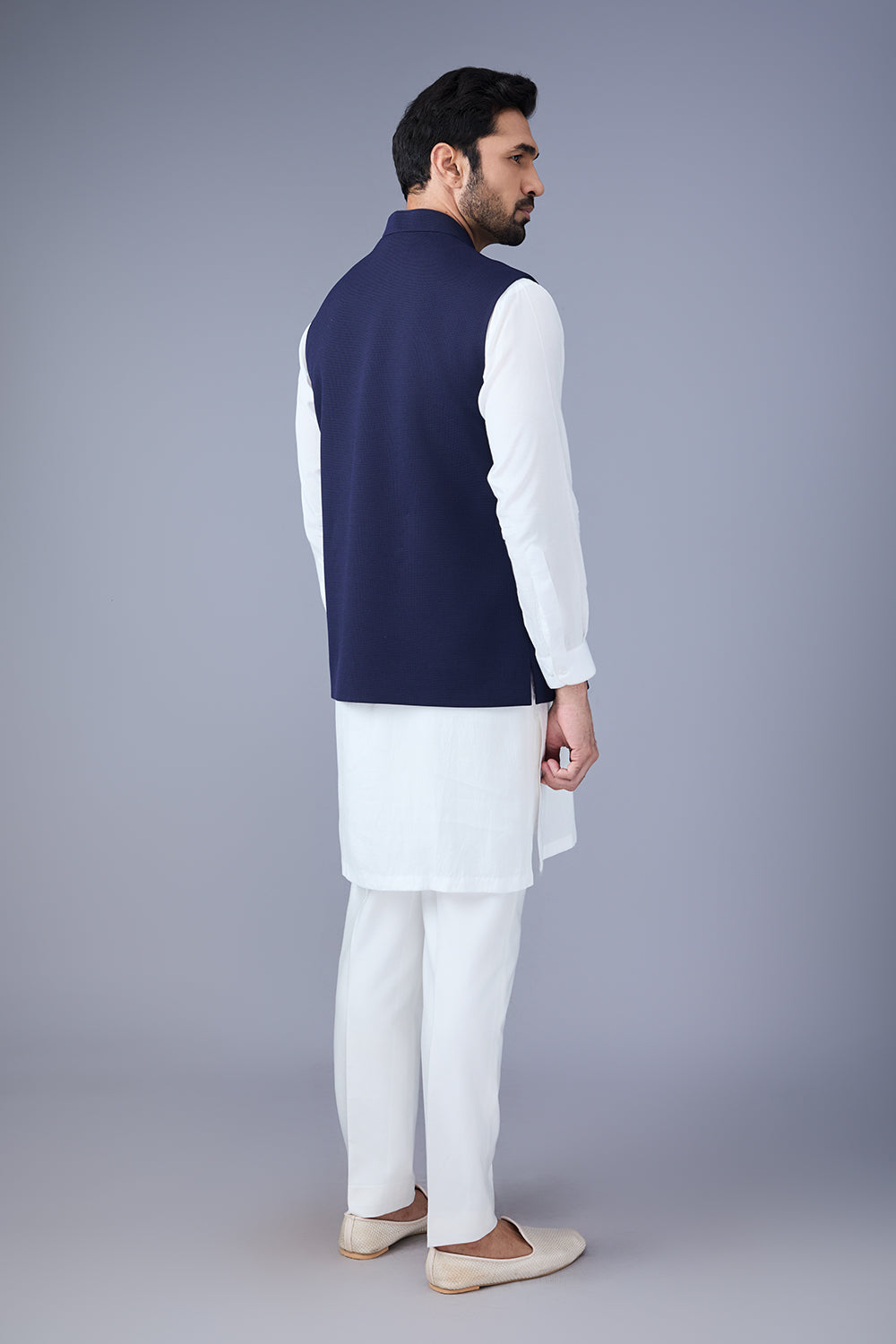 Blue Embroidered Nehru Jacket