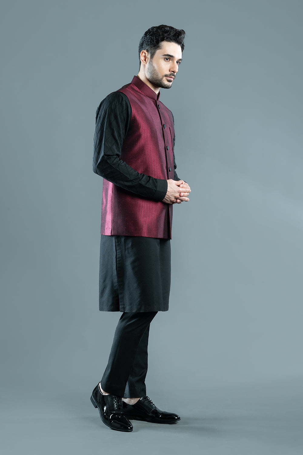 Maroon Embroidered Bundi