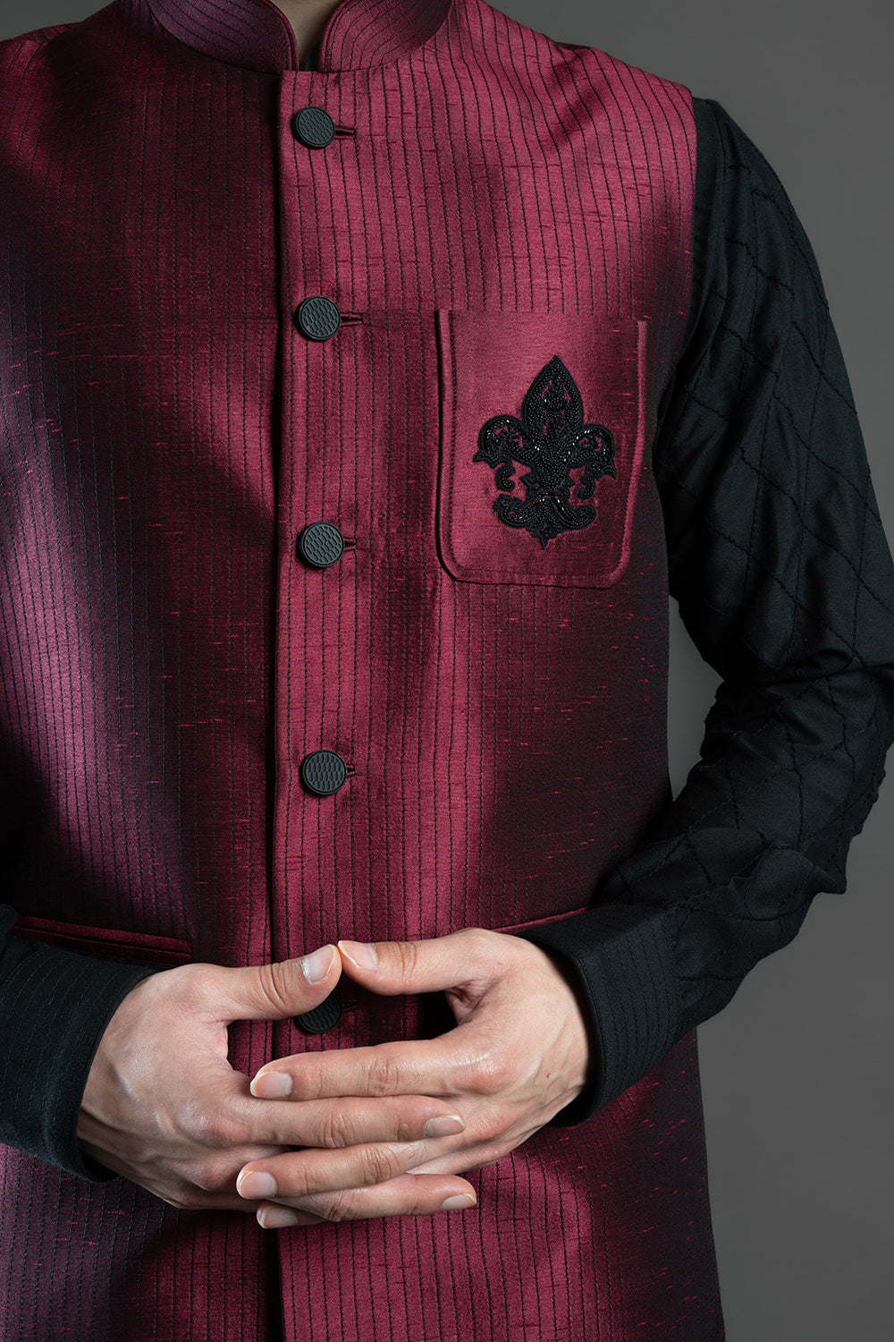 Maroon Embroidered Bundi