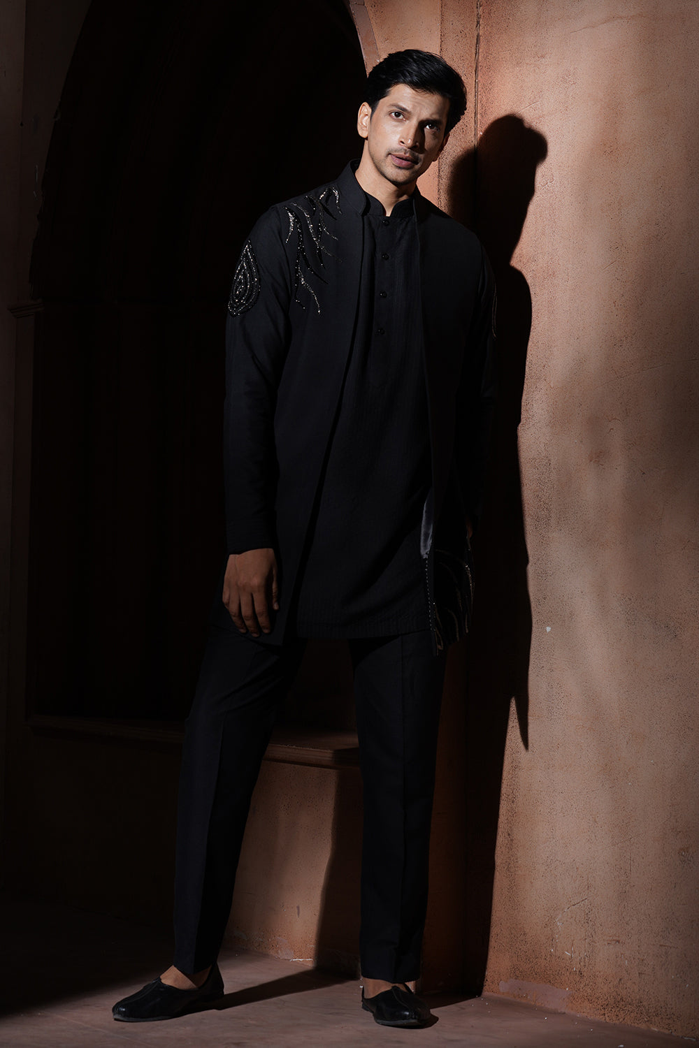 Black & Silver Embroidered Kurta Set