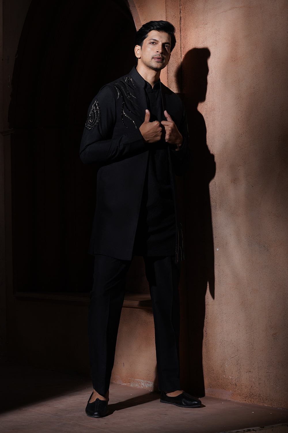 Black & Silver Embroidered Kurta Set