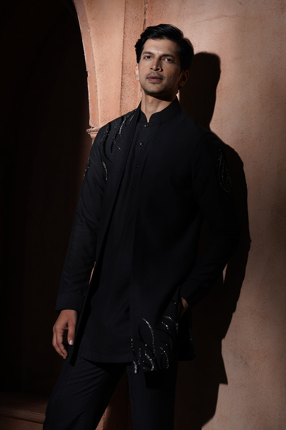 Black & Silver Embroidered Kurta Set