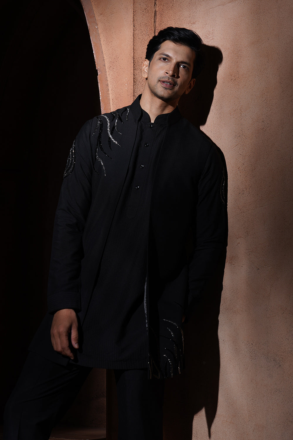 Black & Silver Embroidered Kurta Set