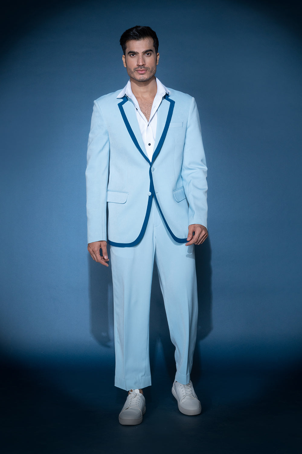 Celeste Blue Two Button Jacket Set