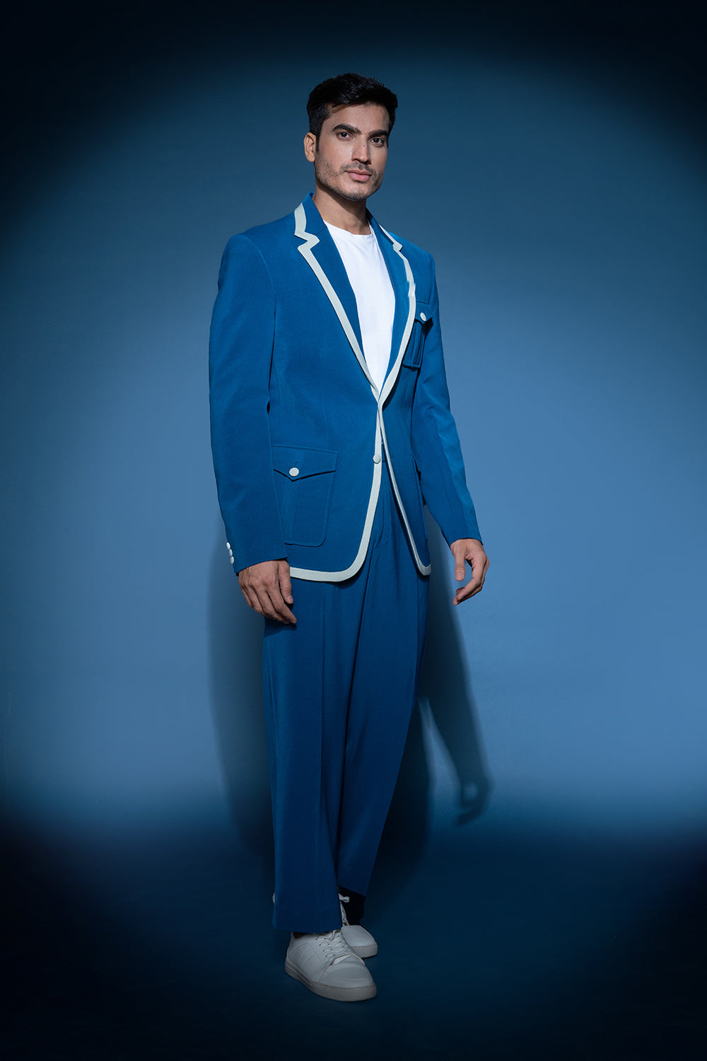 Cobalt Blue Jacket With Notch Lapel