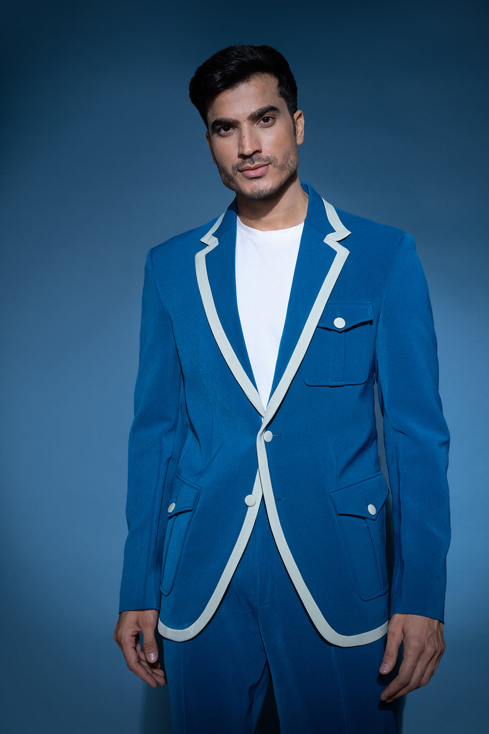 Cobalt Blue Jacket With Notch Lapel
