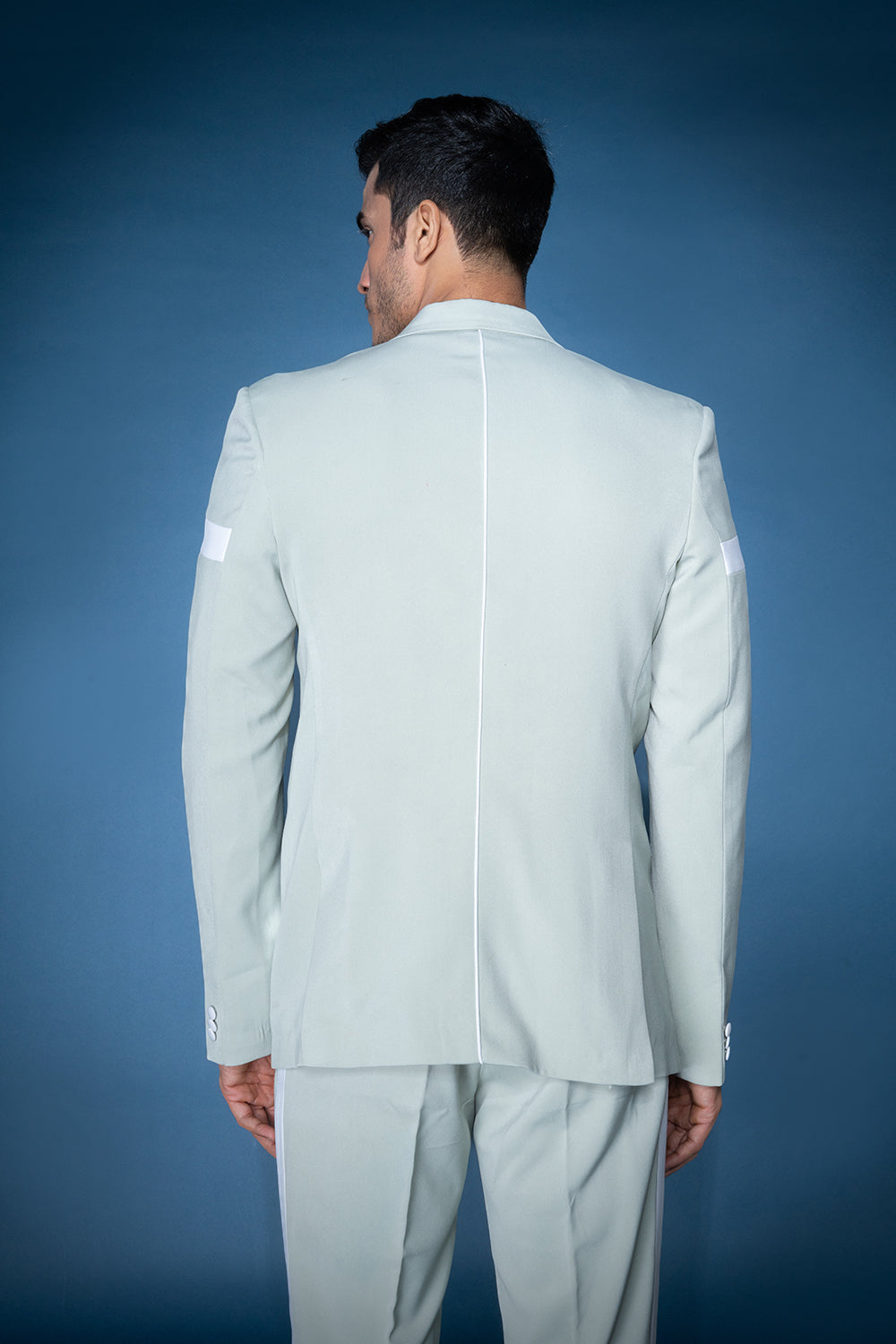 Sea Green & White Double Breasted Jacket Set