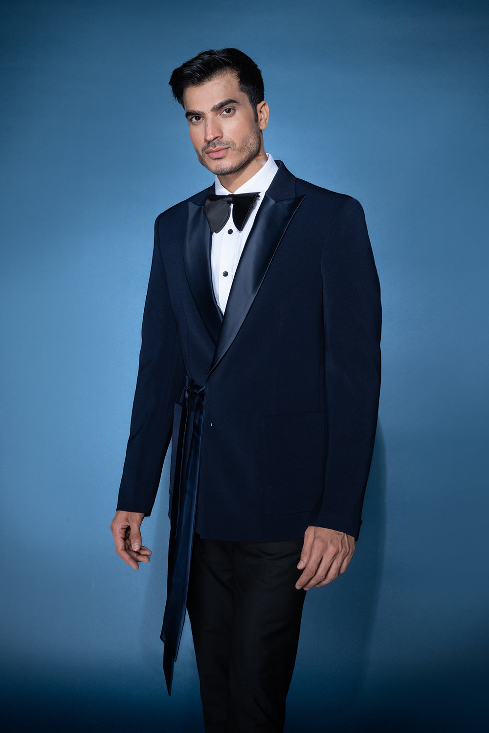 Navy Blue Tie-Up Tuxedo