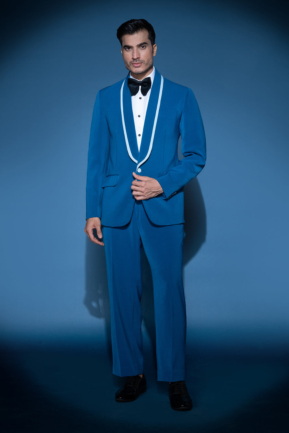 Cobalt Blue Jacket With Shawl Lapel