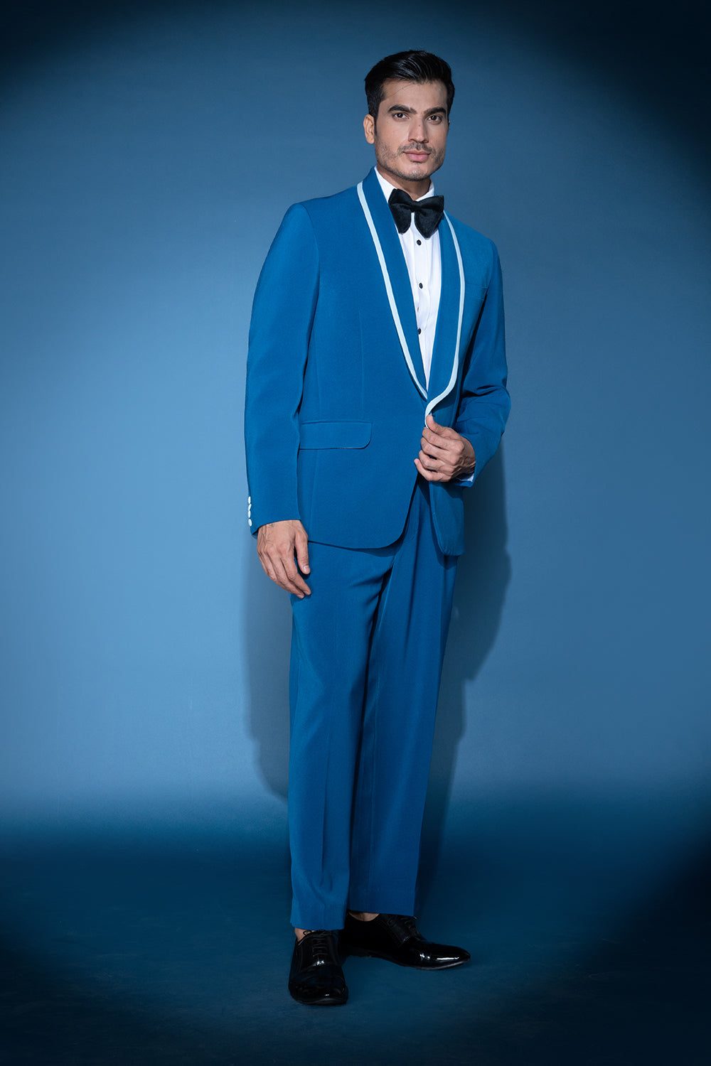 Cobalt Blue Jacket With Shawl Lapel