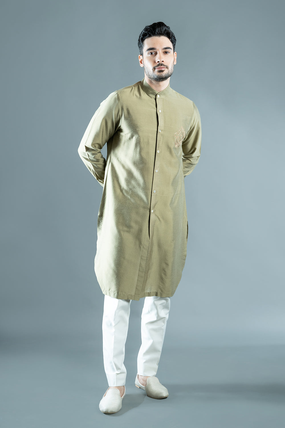 Green Aari Work Kurta