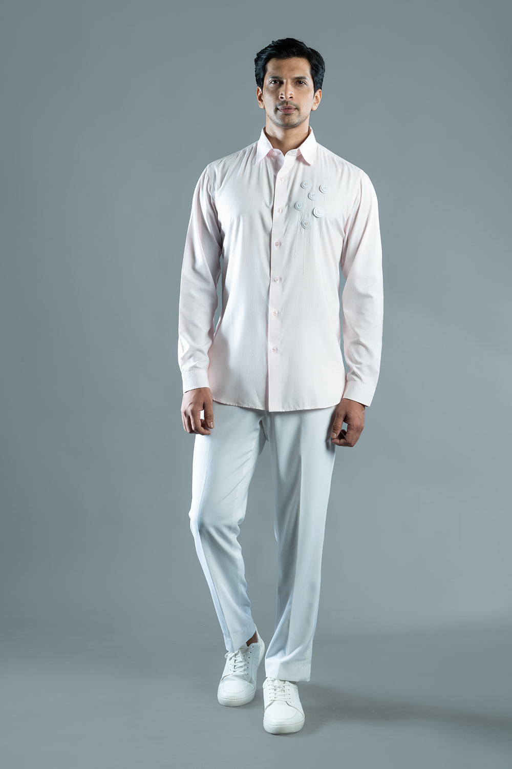 Light Pink Felt Embroidered Shirt