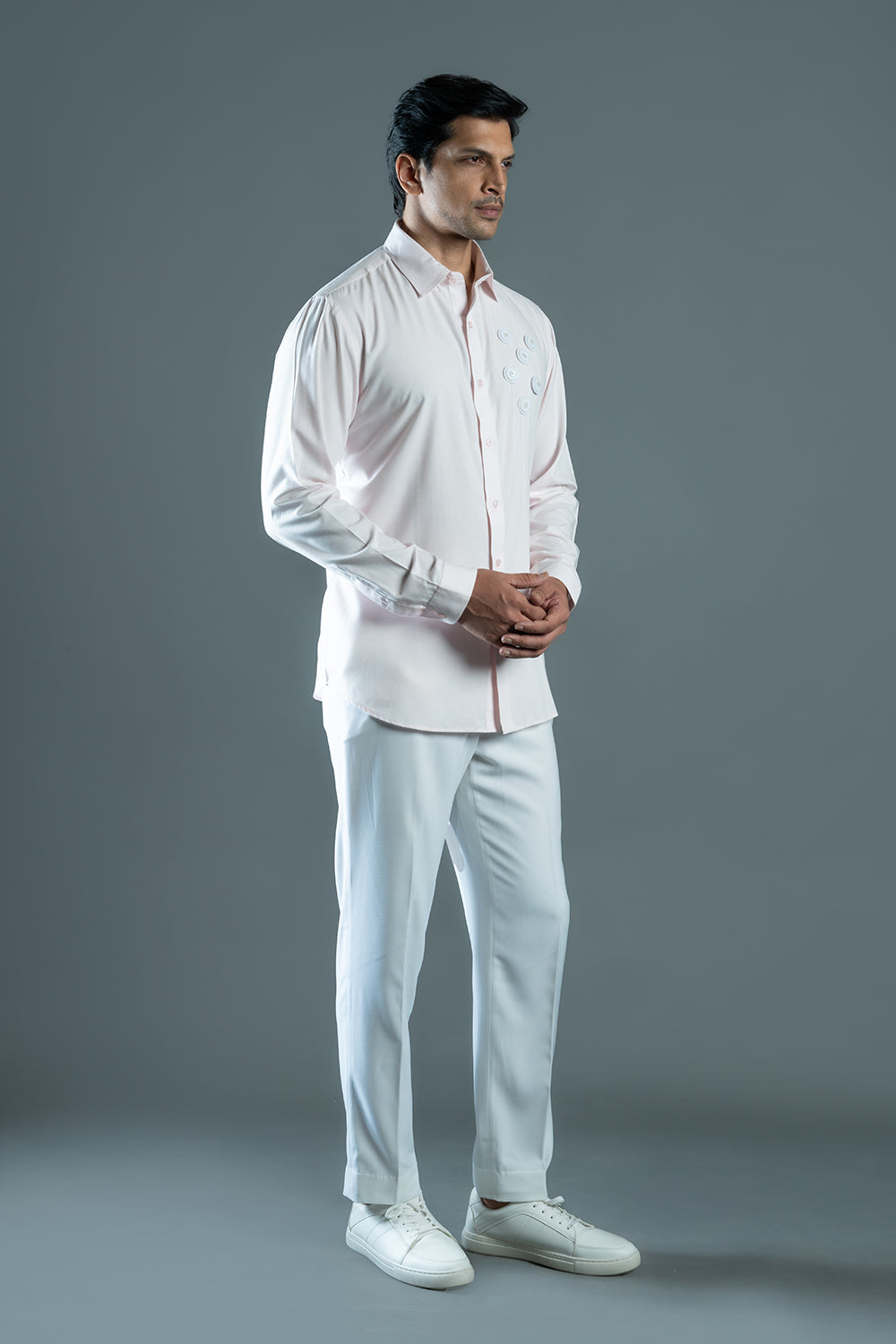 Light Pink Felt Embroidered Shirt