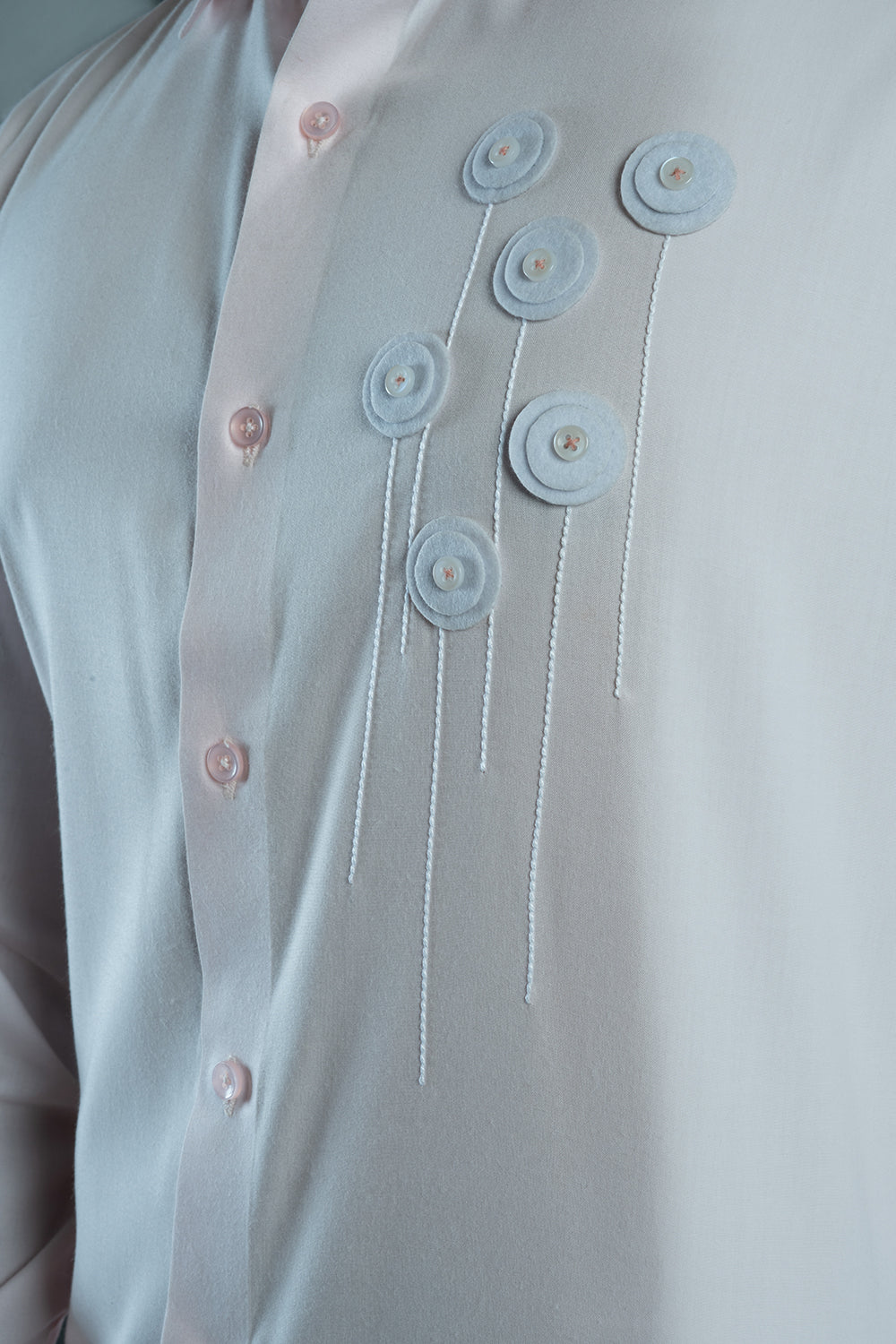 Light Pink Felt Embroidered Shirt