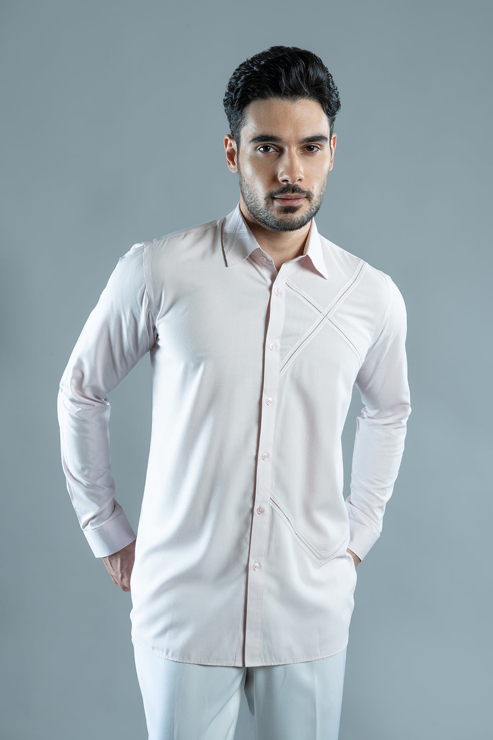 Light Pink Embroidered Shirt