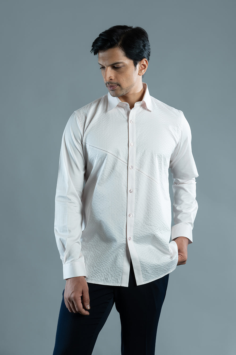 Light Pink Cotton Textured Shirt