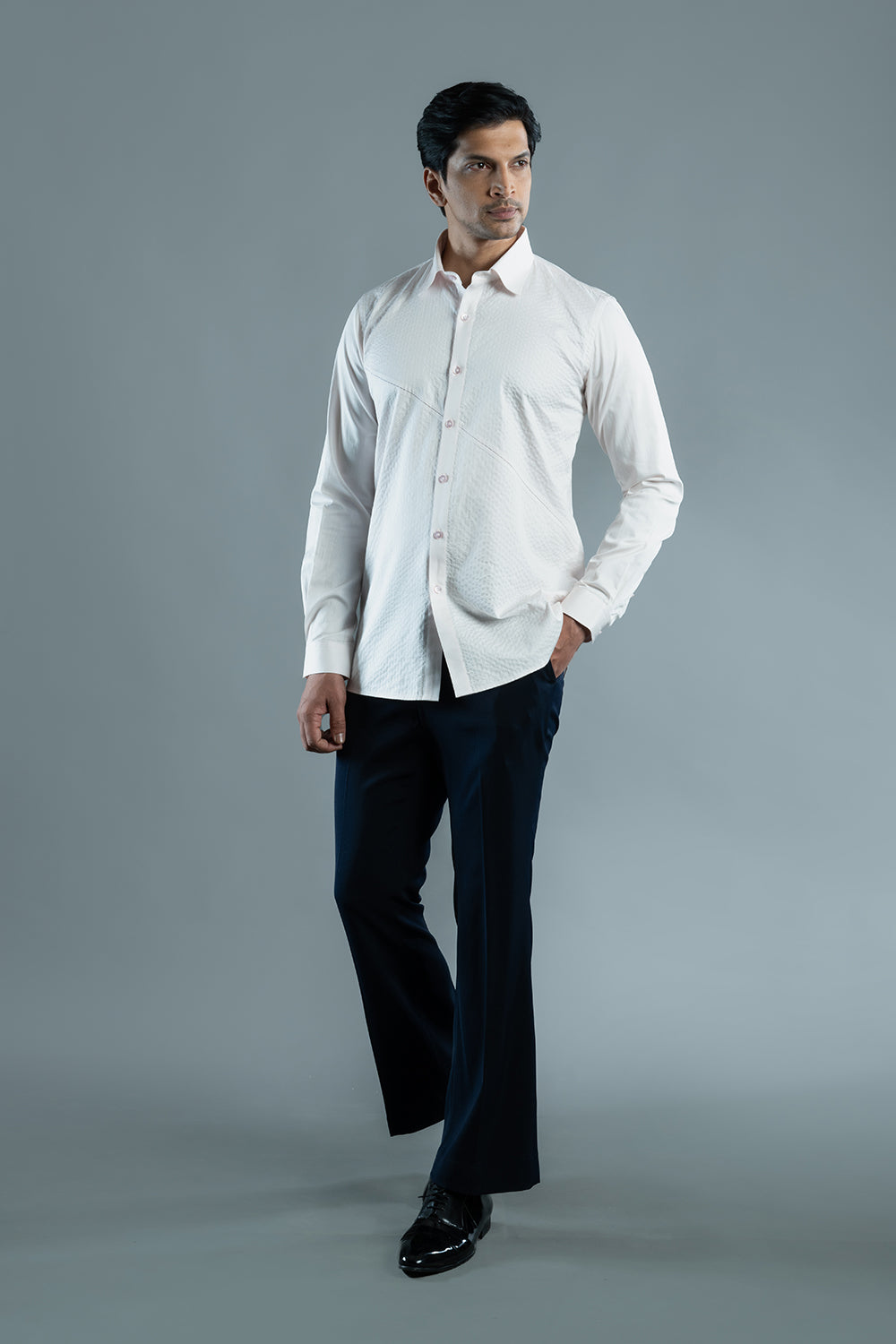 Light Pink Cotton Textured Shirt