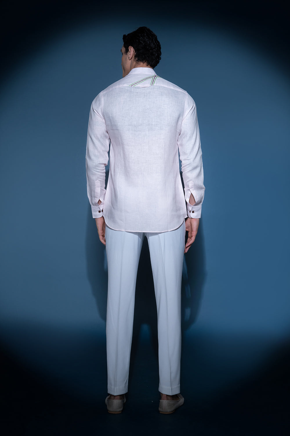 Light Pink Embroidered Linen Shirt