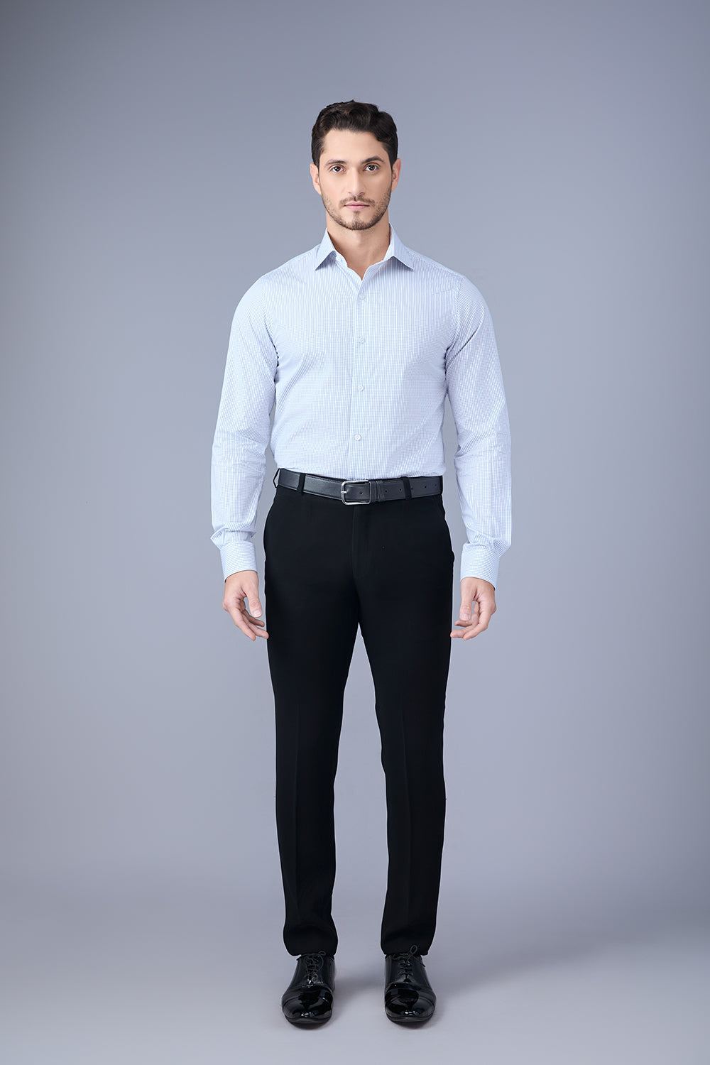 White Shirt With Blue Checquered Cooperate Shirt