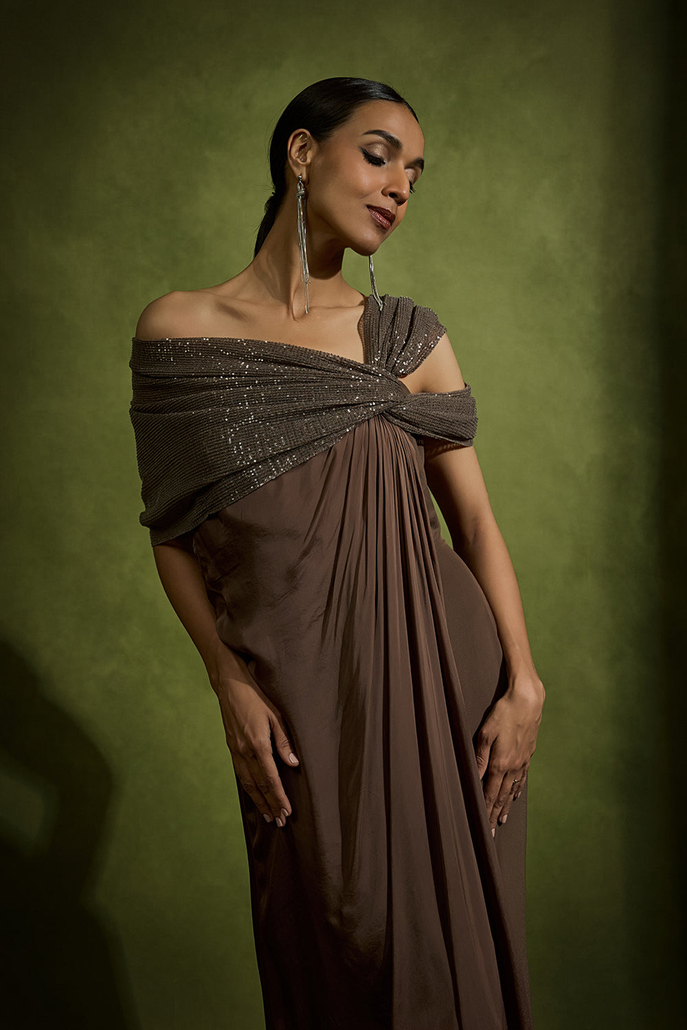 Off Shoulder Soft Drape Dress