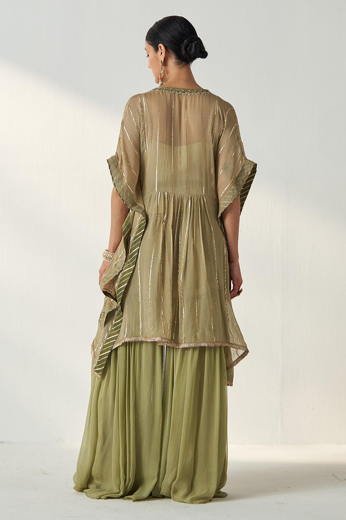 Suhana Green Kaftan Gharara Set