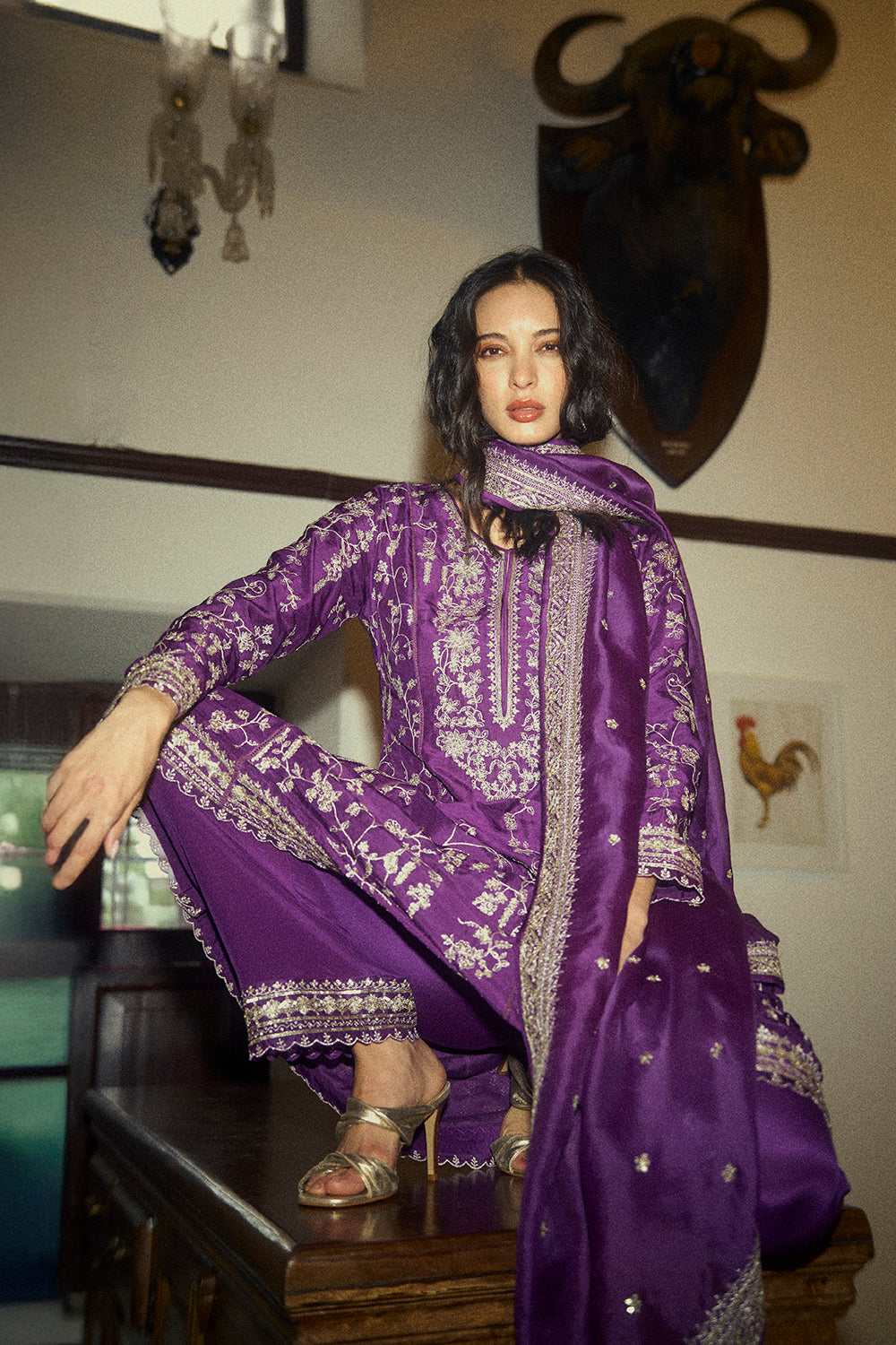 Aari Parrot A Line Kurta Set