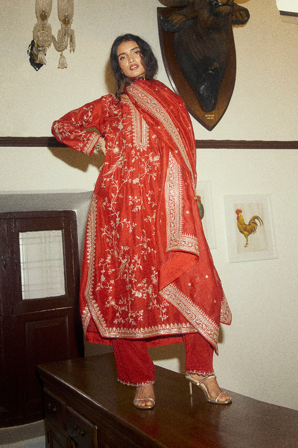 Aari Parrot Straight Cut Kurta Set