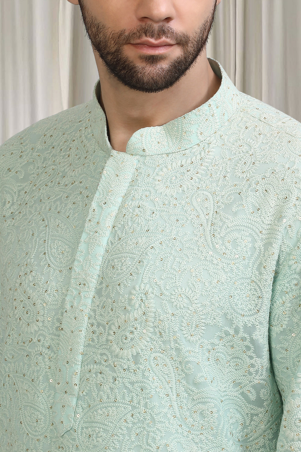 All Over Upwan  Embroidered Kurta With Back Elastic Pants