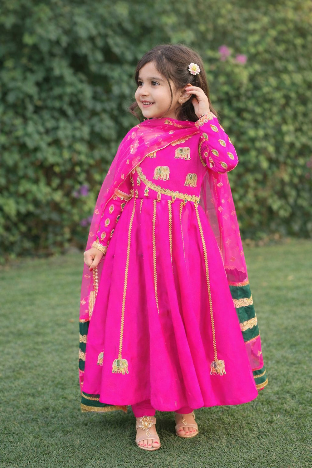Anarkali Suit with Bottom N Chunni. All Hand Embroidery