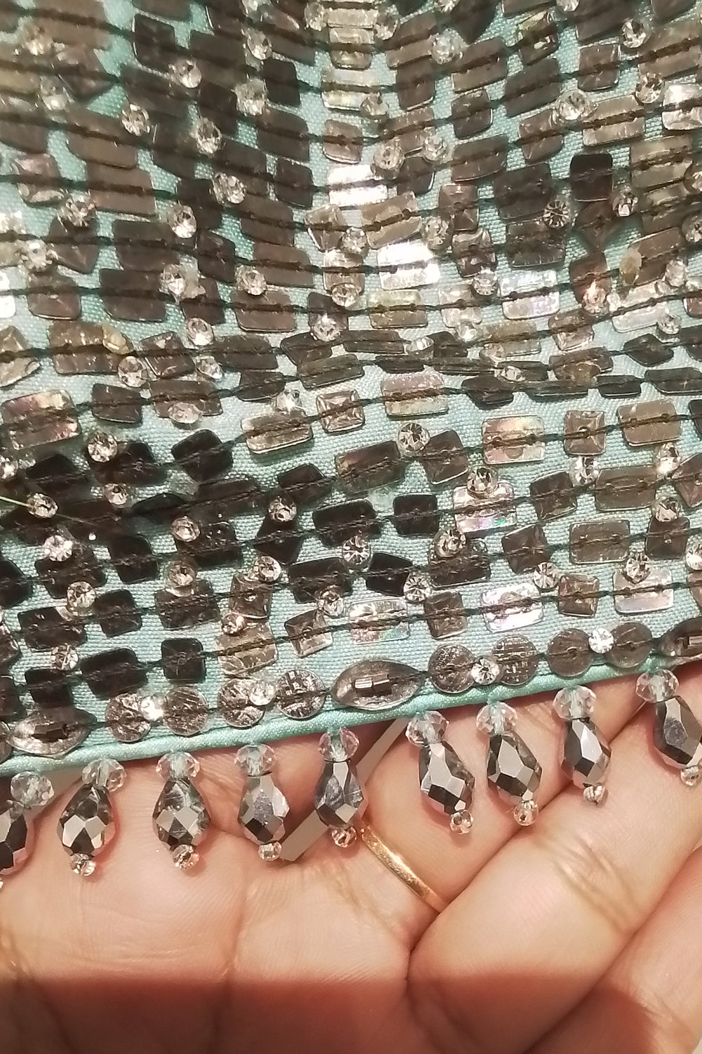 Aqua Blue Chiffon Saree