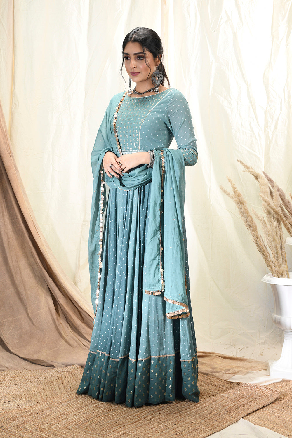 Aqua Green Anarkali Set