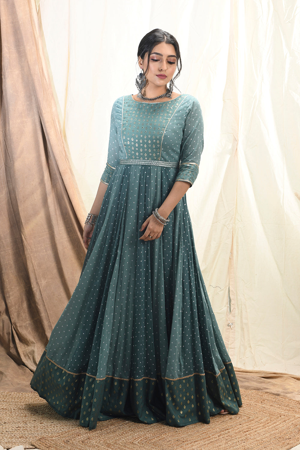 Aqua Green Anarkali Set