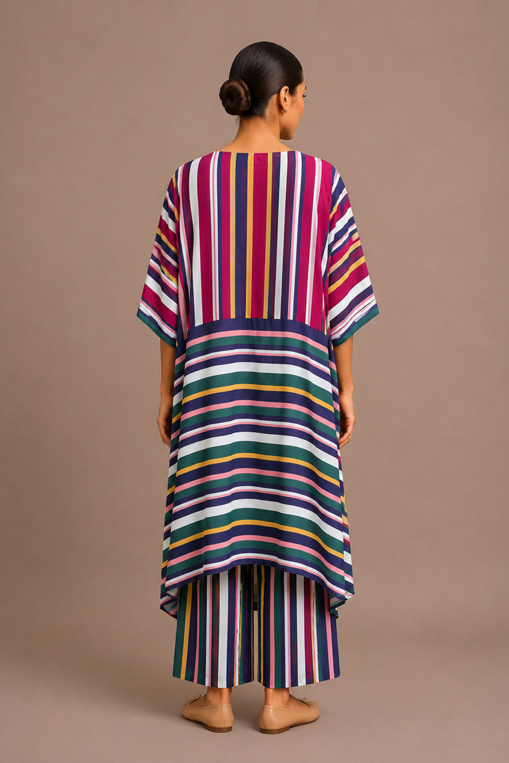 Asymmetric Oversized Tunic Top with Wide-Leg Palazzo Pants