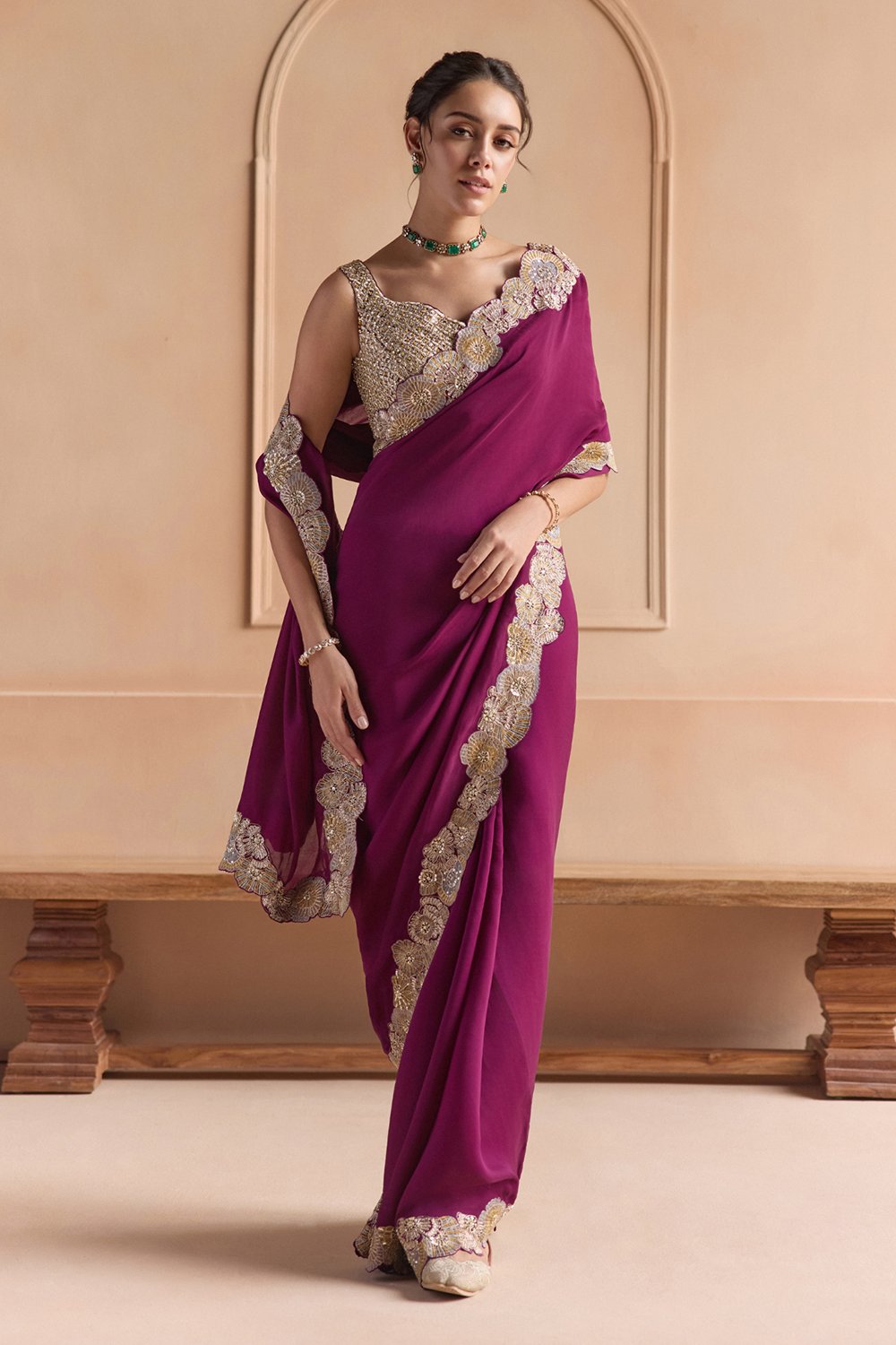 Aubergine Saree Set