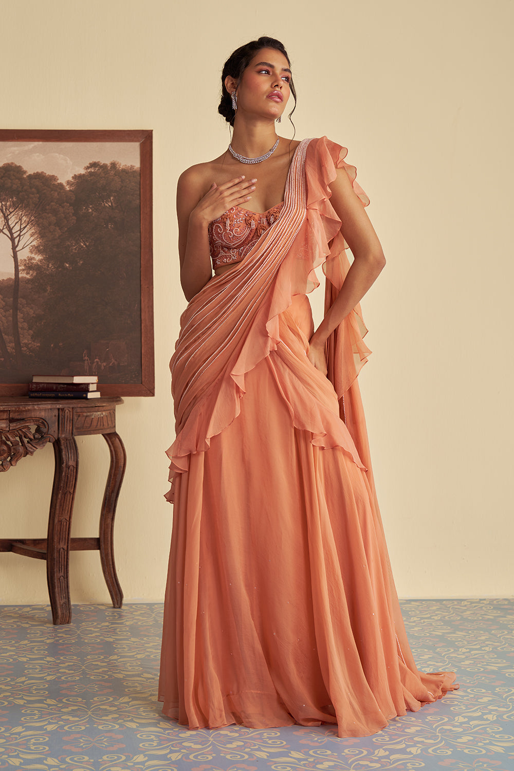 Autumn Embrace drape saree set