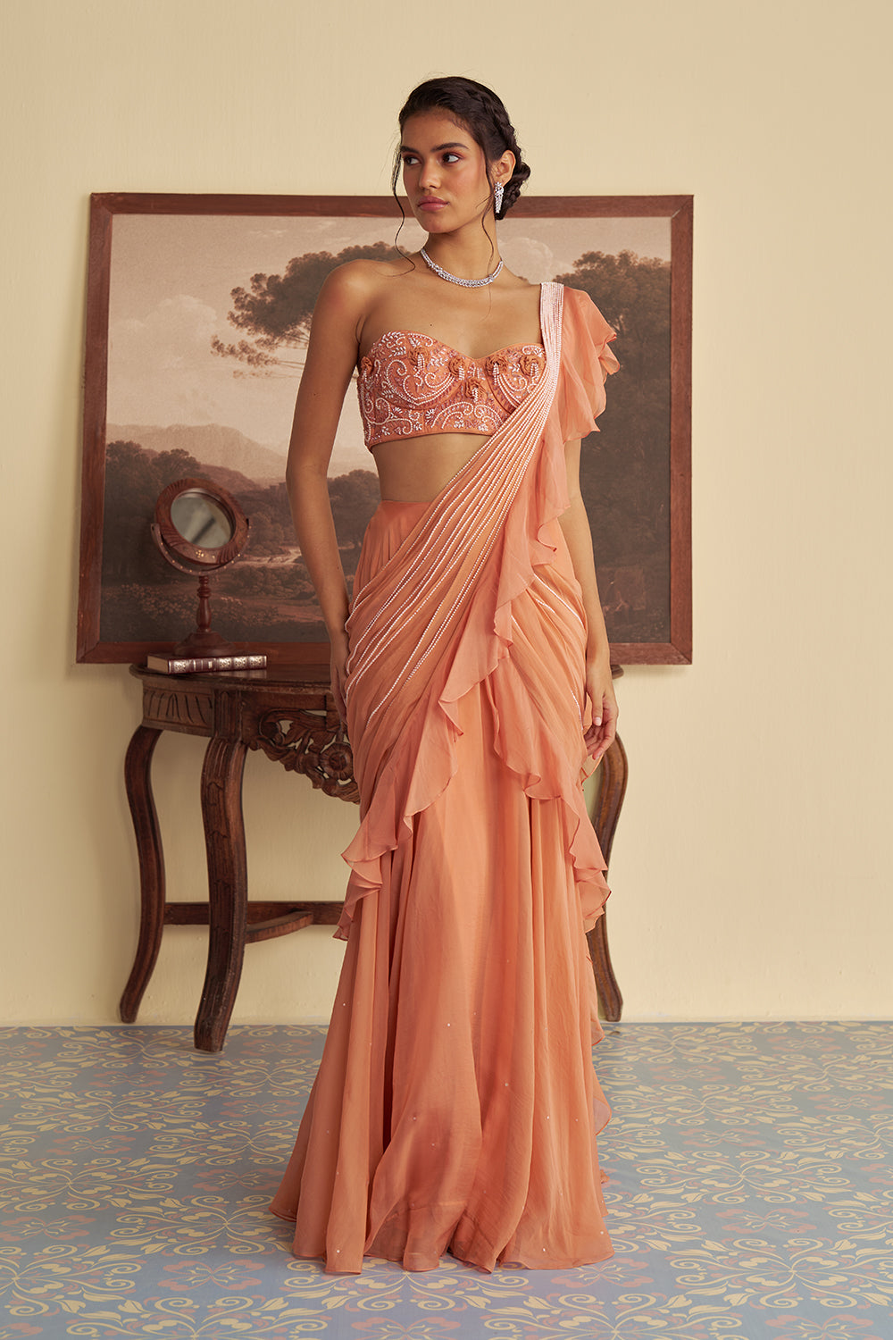 Autumn Embrace drape saree set