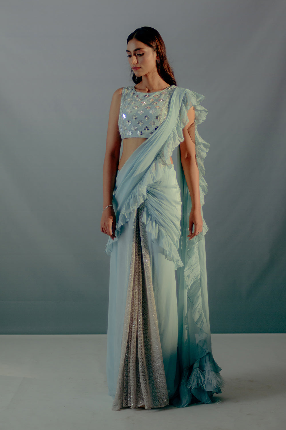 Baby Blue Saree Set