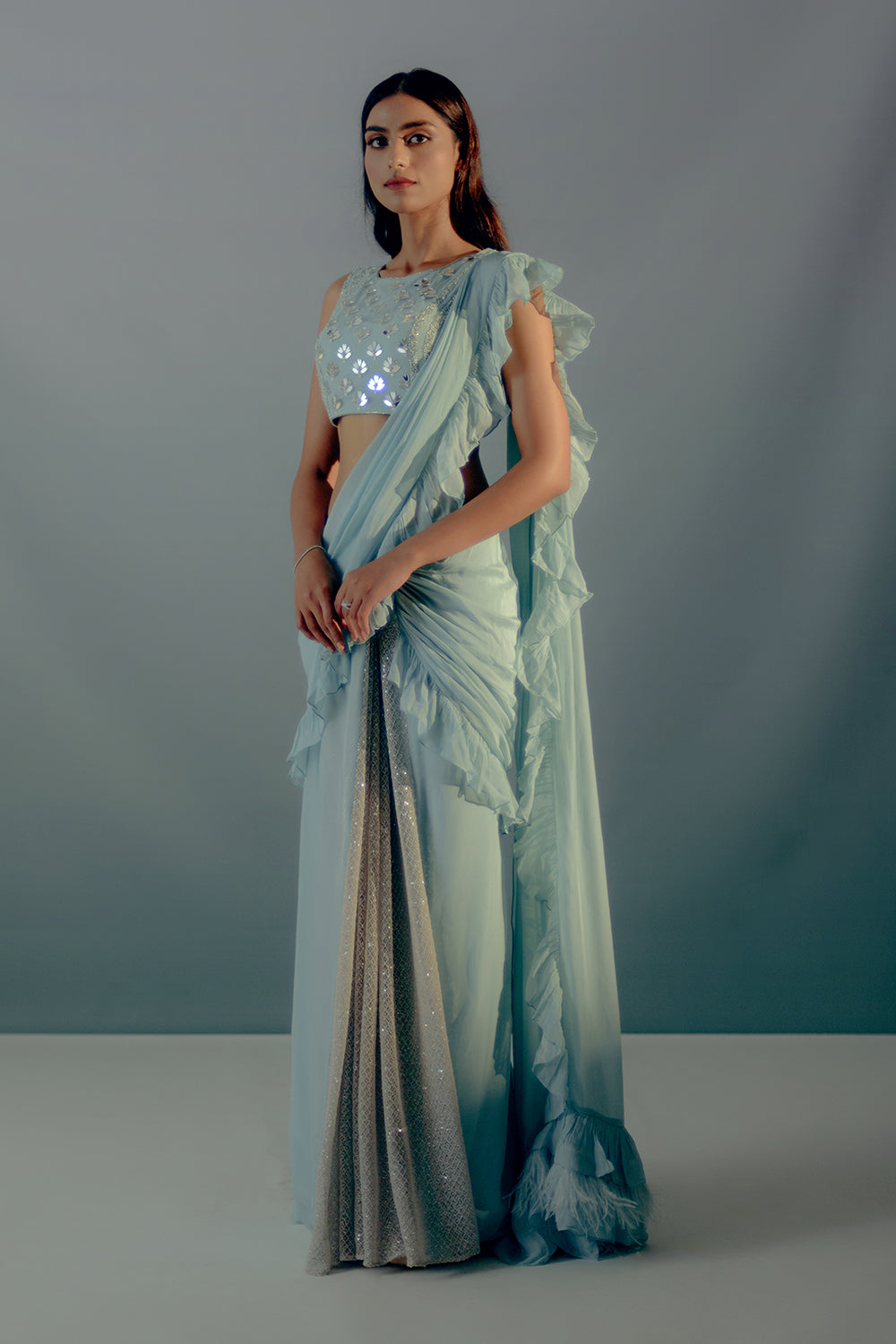 Baby Blue Saree Set