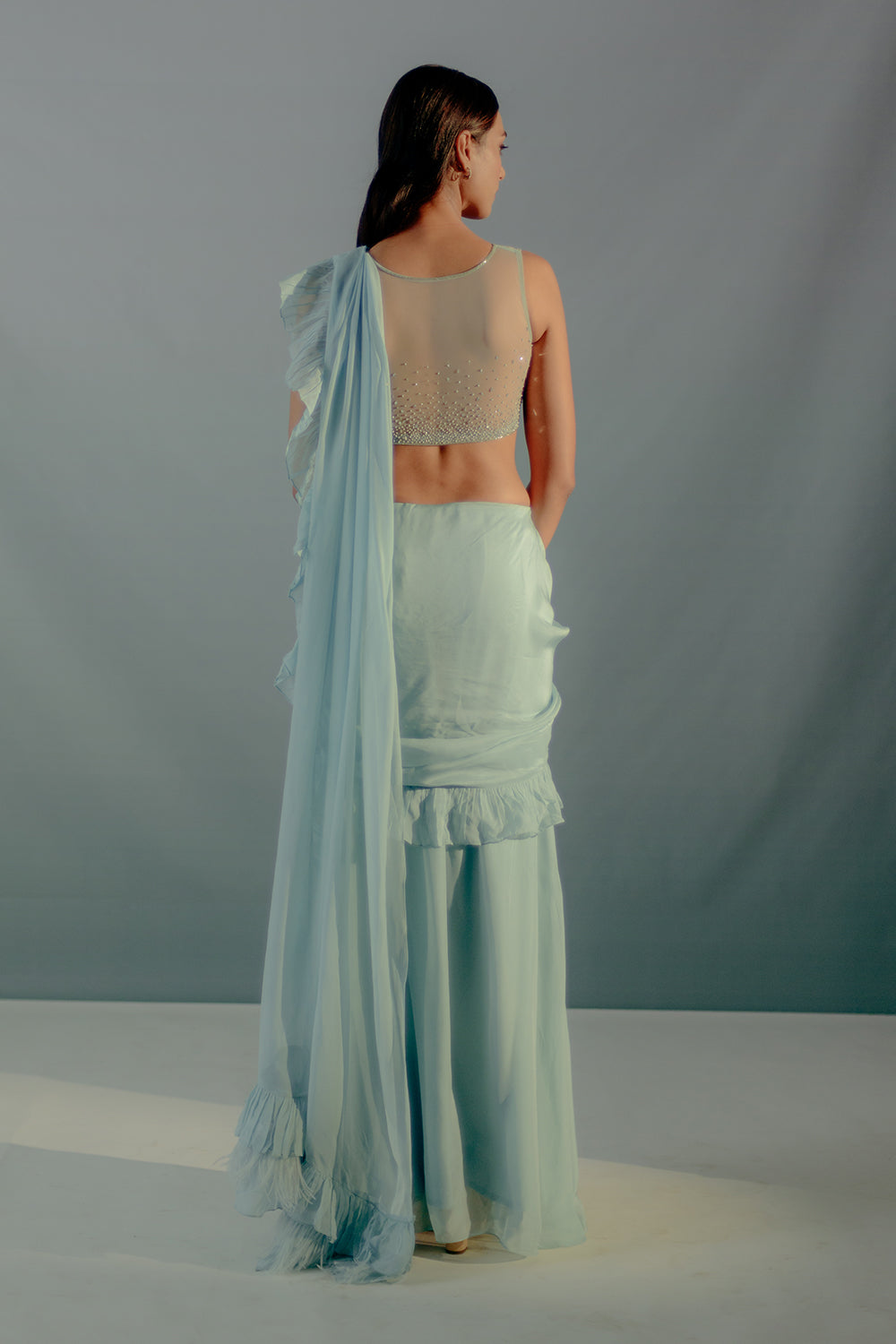 Baby Blue Saree Set