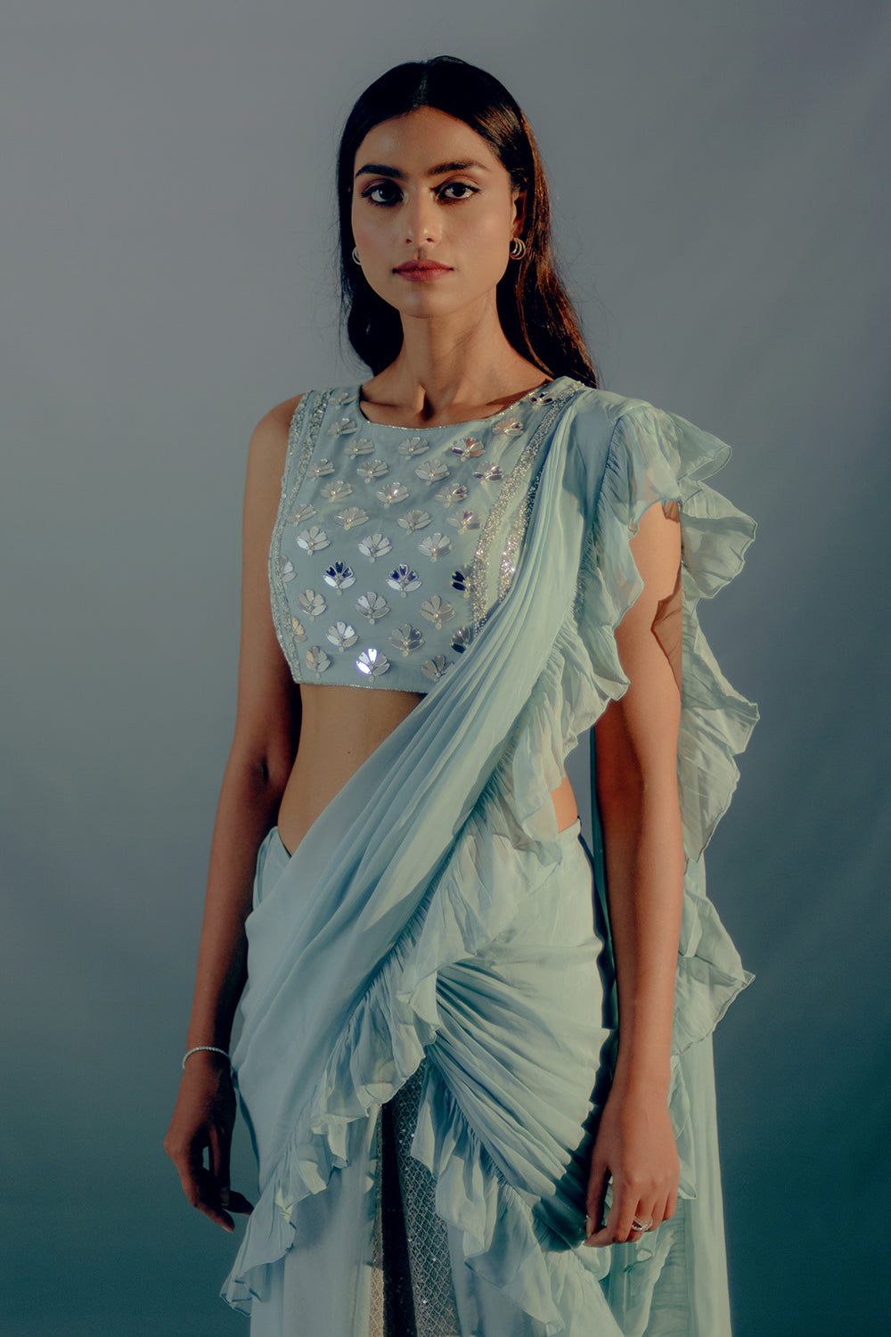 Baby Blue Saree Set