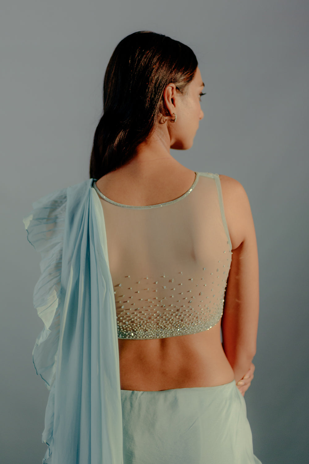 Baby Blue Saree Set