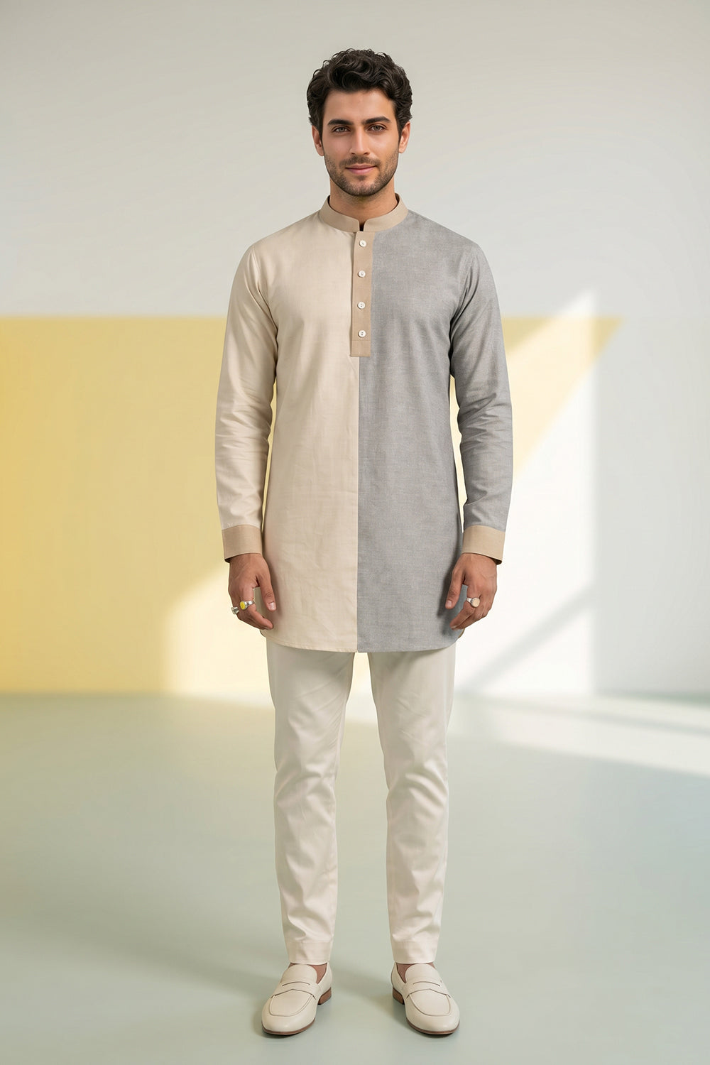 Colour Block Kurta Set - Basilio
