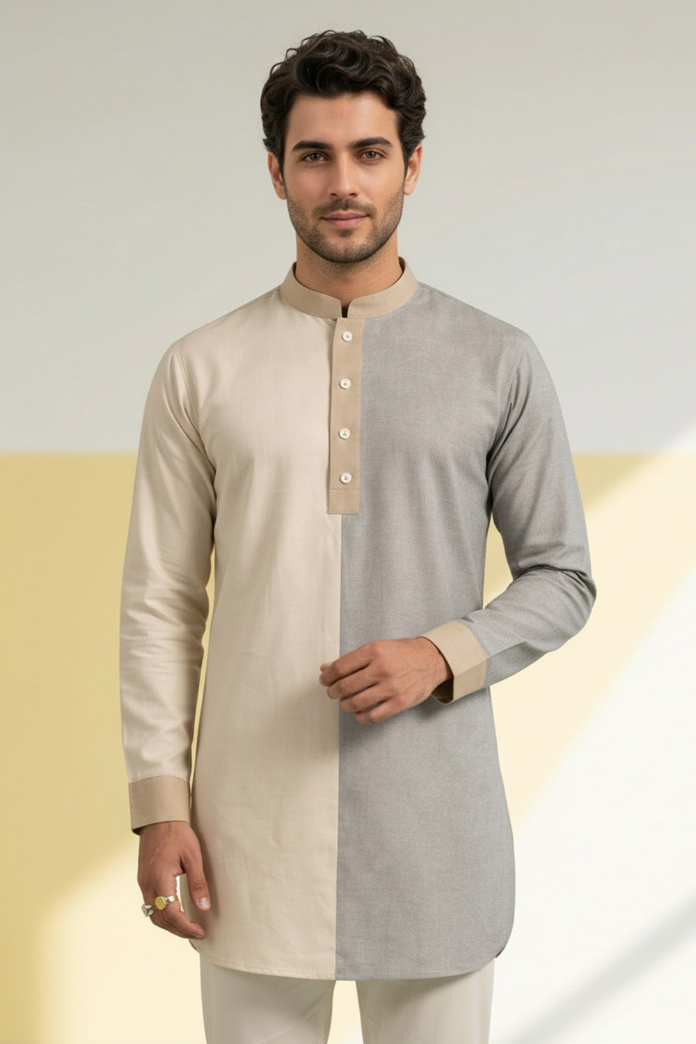 Colour Block Kurta Set - Basilio
