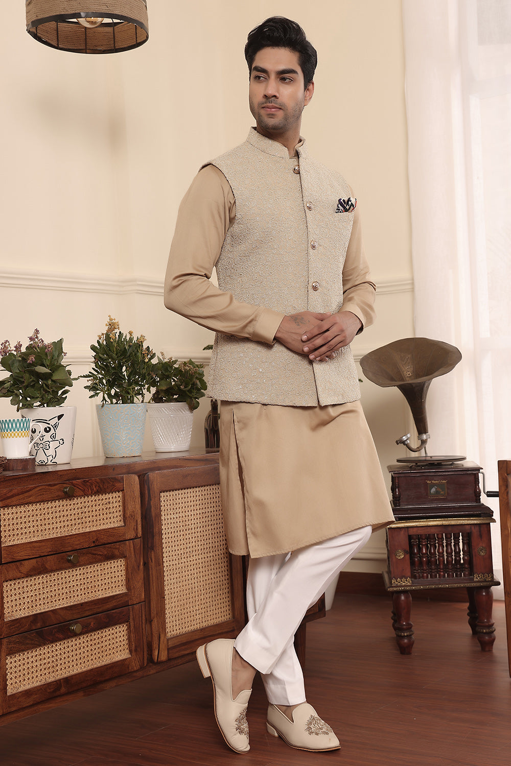 Beige Gold Kurta Set