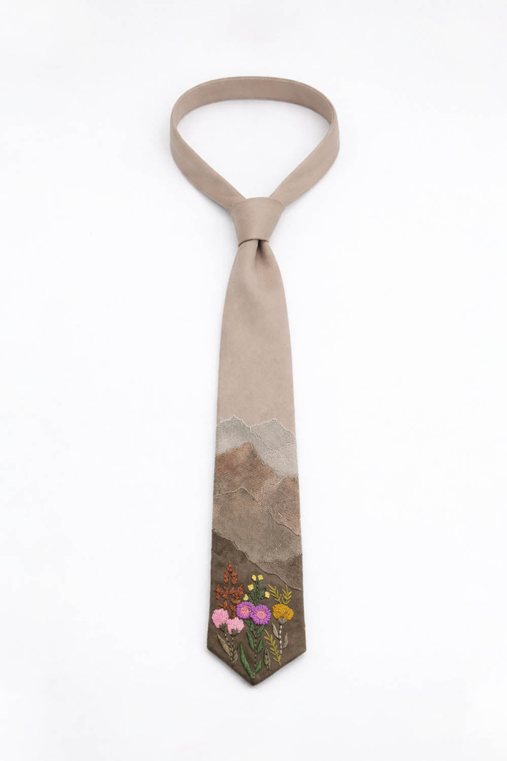 Beige Patchwork Suede Tie