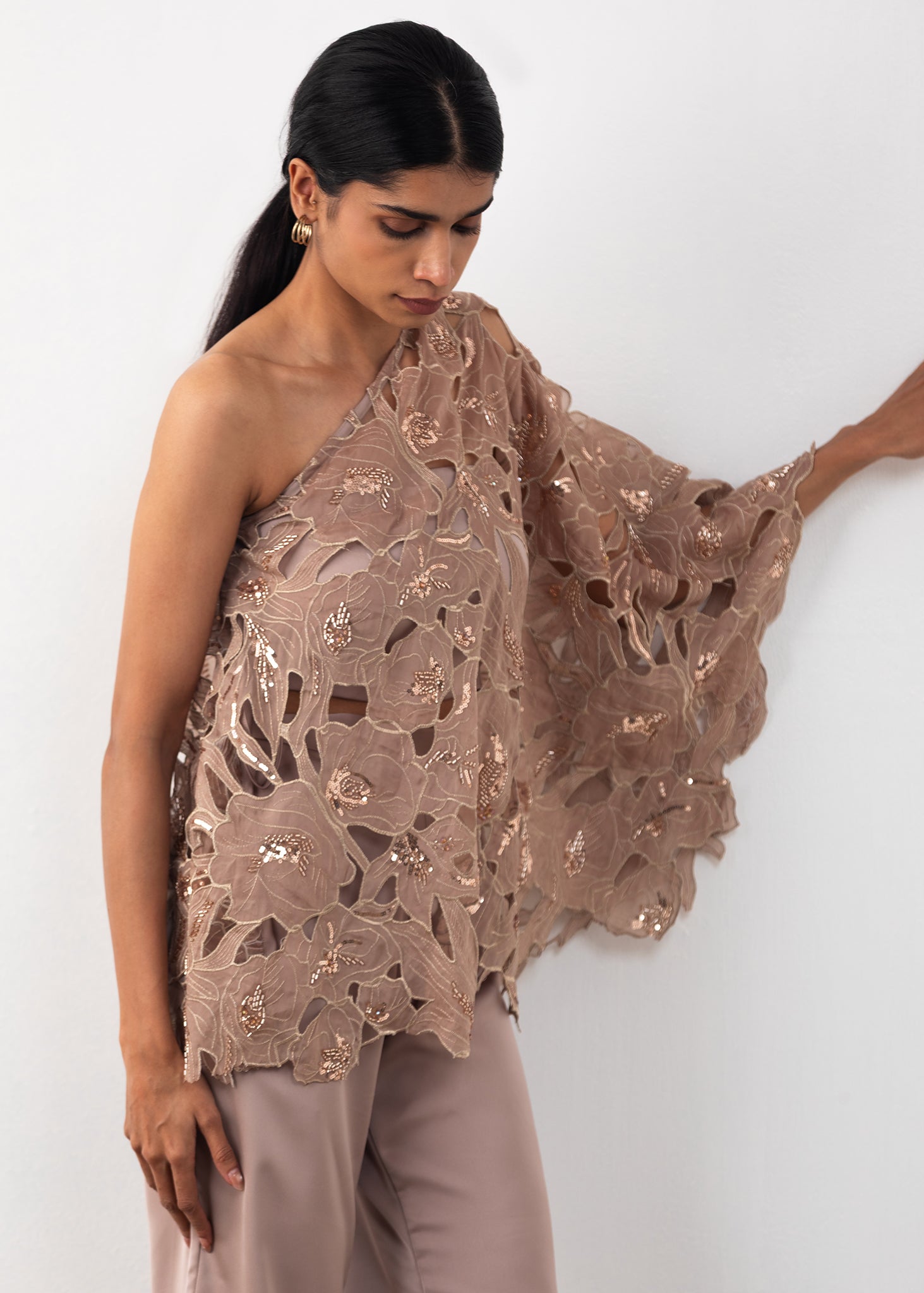 Cutwork One shoulder Coord