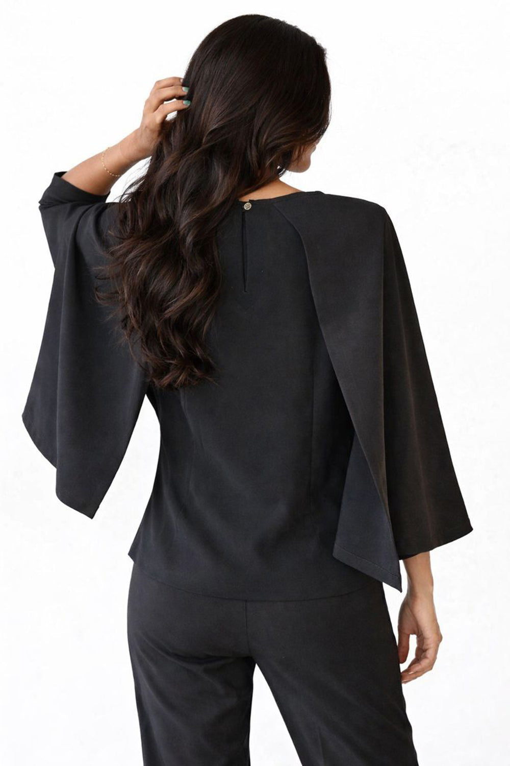 Black Cape Top with Black and Gold Cutdana
Handwork